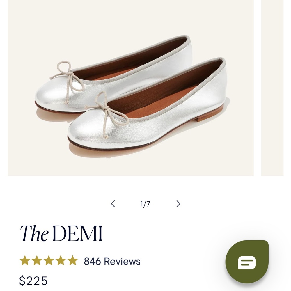 Margaux Demi Silver Ballet Flats - Size 37.5M